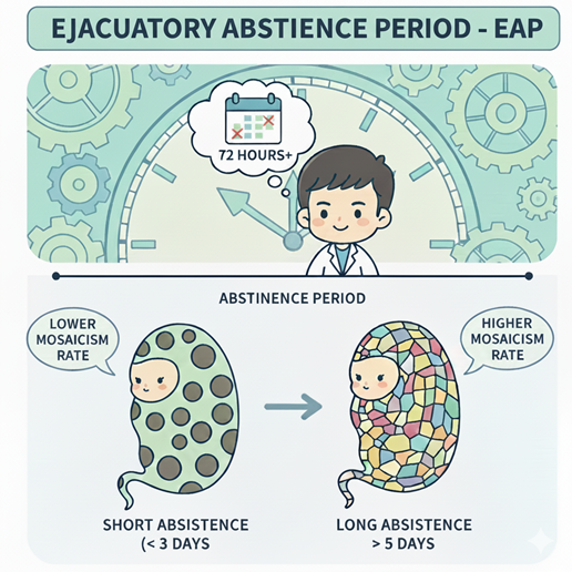 Thời gian kiêng xuất tinh và tỷ lệ khảm ở phôi